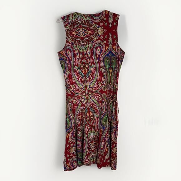 Lauren Ralph Lauren dress Size M Paisley Ruffled Collar Belted Casual Travel - Picture 2 of 6